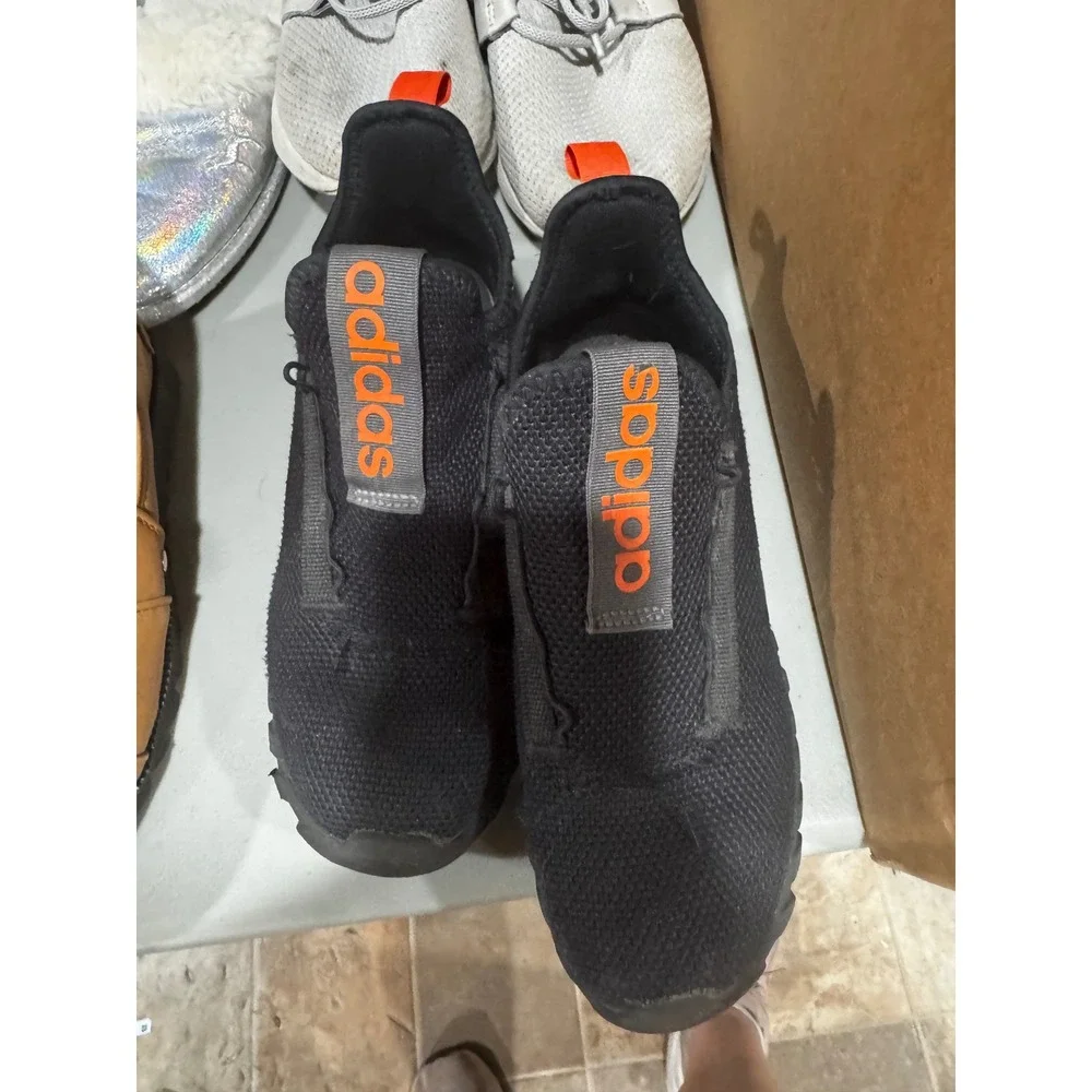 Adidas Lite Racer Adapt 5.0 Kids Shoes Black Orange Slip On Sneakers Size 3.5Y